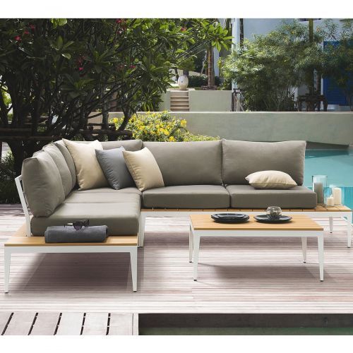 Posit 5-Seat Aluminium Garden Corner Sofa Set - Grey