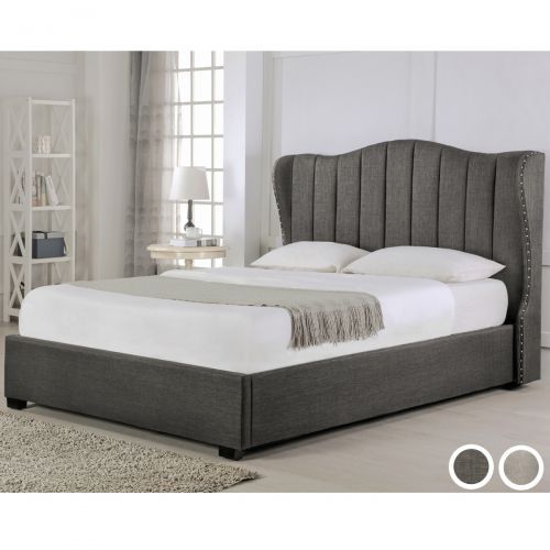 Sherwood Fabric Sleigh Ottoman Bed - Grey or Stone